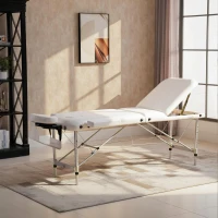 HOMCOM 85" 3 Section Foldable Massage Table Professional Salon Spa Facial Couch Bed (White)(m-9)