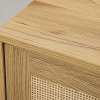 HOMCOM Bohemian Sideboard with Rattan Doors & Adjustable Shelf, Natural Wood Finish(m-10)