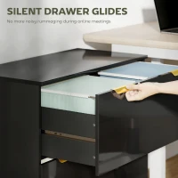 HOMCOM Lateral File Cabinet with 2 Drawers, Modern Filing Cabinet for Letter/A4/Legal Size Files, High Gloss Black(m-6)