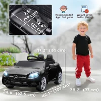Aosom 12V Ride On Car with Parent Remote Control Two Motors Music Lights Suspension Wheels for 3-6 Years Black(m-3)