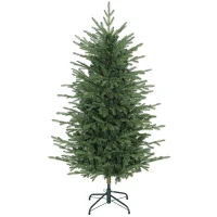 HOMCOM 5 ft Artificial Christmas Tree with Dense Realistic Branches, Full Ponderosa Fir, Hinged Xmas Tree, Easy Assembly(m-2)