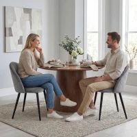 HOMCOM Armless Dining Chairs with Curved Backrest, Velvet-feel Accent Chairs for Kitchen, Living Room, Guest Room, Grey(m-1)