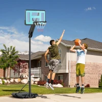 Soozier Basketball Hoop Outdoor, Basketball Hoop and Stand with Weighted Base and Shatterproof Backboard, 57.5"-92.9", Black(m-1)