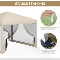 Outsunny 10' x 10' Pop Up Canopy Tent with Mesh Sidewalls, Height Adjustable, Transport Carrying Bag for Backyard Garden Patio(m-5)