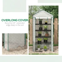 Outsunny 5 Tier Mini Greenhouse, Small Portable Greenhouse with PE Cover, Roll-Up Zippered Door, 76" x 35.4" x 19.3", White(m-8)