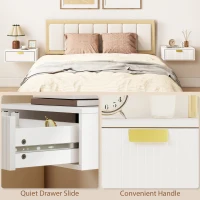 HOMCOM Modern Floating Nightstands Set of 2, Wall Mounted Bedside Tables with Wave Drawer White(m-9)