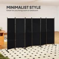 HOMCOM 6 Panel Room Divider, 6 Ft Folding Privacy Screen, Portable Freestanding Partition Wall Divider, Black(m-7)