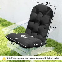 Outsunny Outdoor Adirondack Chair Cushions Set of 2, Tufted High Back Patio Chair Cushions, Black(m-3)