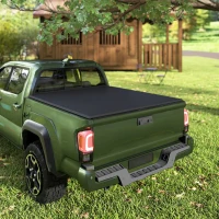 Outsunny 6.5'' Soft Tri-Fold Truck Bed Tonneau Cover for 6.4 ft Bed, Truck Bed Cover with Seal Strip, Black(m-1)