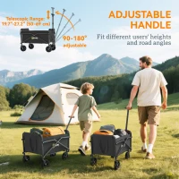Outsunny Small Collapsible Folding Garden Cart, Heavy Duty Lawn Wagon with Universal Wheels and Adjustable Handle, Black(m-9)