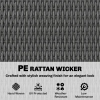 Outsunny Wicker Outdoor Storage Cabinet with 2 Doors and Drawers, 2-Tier Shelf Rattan Patio Storage Cabinet, Dark Grey(m-5)