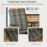 Outsunny Patio Wicker Dining Chair Set of 2, Outdoor Dining Chair Set, PE Rattan Foldable Chair with Steel Frame for Garden, Backyard, Porch, Grey/Beige(m-6)