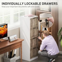 HOMCOM 4 Drawer Filing Cabinet, Farmhouse File Cabinet with Lock, Adjustable Hanging Rails for A4 Letter Size Files, White(m-6)