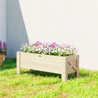 Outsunny 3.3 x 1.2 x 1.2 ft Garden Raised Bed Planter Grow Containers for Outdoor Patio Plant Flower Vegetable Pot, Natural(m-8)