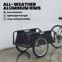 Soozier Bike Cargo Trailer, Bicycle Trailer Wagon Cart with Quick Release 16" Pneumatic Wheels, Aluminum Rims, Red Flag, Black(m-5)