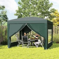 Outsunny 10'x10' Outdoor Pop Up Party Tent Wedding Gazebo Canopy with Carrying Bag (Dark Green)(m-10)
