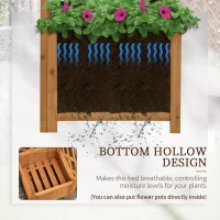 Outsunny Raised Garden Bed Wood Planter with Trellis for Vine Climbing, 16" x 16" x 57", Brown(m-5)
