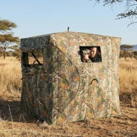 Outsunny Hunting Blind for 2 Person, See Through Pop Up Blind with 270-Degree View, Windows for Deer Hunting, Camouflage(m-10)