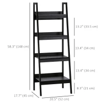 HOMCOM Set of 2, 4 Tier Ladder Shelf Bookcase, Multi-Use Display Rack, Storage Shelving Unit Display Stand, Flower Plant Stand, Home Office Furniture, Black(m-3)