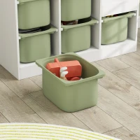 Qaba 3 Layers Toy Storage Organizer Kids Bookshelf Children Toy Storage w/ 6 Plastic Bins, Green(m-7)