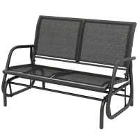 Outsunny Outdoor Glider Bench, 2 Seater Garden Patio Glider Chair with Sling Fabric Seat, Steel Frame, Black(m-2)