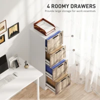 HOMCOM 4 Drawer Filing Cabinet, Farmhouse File Cabinet with Lock, Adjustable Hanging Rails for A4 Letter Size Files, White(m-4)