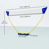 HOMCOM Portable Badminton Net Set with 9.5x5 ft Net, Foldable Badminton Net with 2 Shuttlecocks, 2 Badminton Rackets and 1 Suitcase, for Indoor Outdoor, Beach, Backyard(m-3)