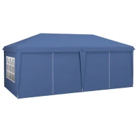 Outsunny 10' x 20' Pop Up Canopy Tent Outdoor Portable Easy Up Party Tent Garden Shade Shelter with Walls Carrying Bag, Blue(m-2)