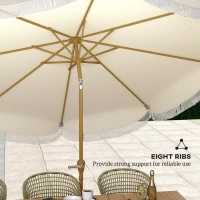 Outsunny 9FT Patio Umbrella Parasol, UPF 30+ Outdoor Market Umbrella with Crank, 8 Ribs, Push Button Tilt, Cream White(m-9)
