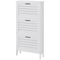 HOMCOM Modern Shoe Storage Cabinet with 3 Flip Drawers and Louvered Doors for 6 Pairs of Shoes, White(m-1)