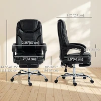 Vinsetto 6 Point Vibration Massage Office Chair, PU Leather Heated Reclining Computer Chair with Footrest, Black(m-3)