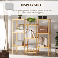HOMCOM 9-Tier Bamboo Storage Shelf, Plant Stand, Utility Slatted Shelving Unit for Living Room, Balcony, Hallway, Bathroom, Natural(m-4)