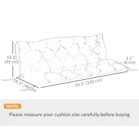 Outsunny Porch Swing Cushion Garden Bench Cushion with Backrest, Non-Slip 3-Seater Soft Pad, 59.1" x 38.6", Black(m-3)