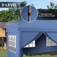 Outsunny 10' x 20' Pop Up Canopy Tent Outdoor Portable Easy Up Party Tent Garden Shade Shelter with Walls Carrying Bag, Blue(m-7)