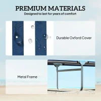 Outsunny Outdoor Pool Chaise Lounge Chair, Folding Tanning Chair with Sun Shade, Blue and White(m-7)