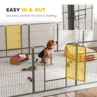 PawHut Heavy Duty Pet Playpen, 16 Panels Steel Dog Fence Puppy Exercise Pen with 2 Doors Locking Latch, 31.5" Height(m-7)