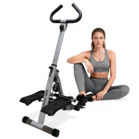 Soozier Height Adjustable Stair Stepper, Stepper Exercise Machine with Handlebar, LCD Monitor, Black(m-11)