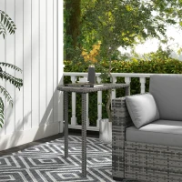 Outsunny Half Round Side Table, PE Rattan Coffee Table with Metal Frame for Patio, Garden, Balcony, Grey(m-8)