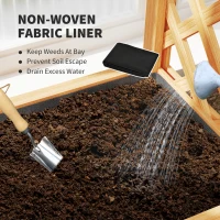 Outsunny Wooden Raised Garden Bed with Arch Trellis, 33" x 14" x 57" Raised Planter Box with Drainage Holes, Trellis Planter for Vine Climbing Plants(m-7)