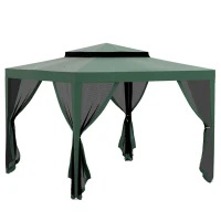 Outsunny 10' x 10' Outdoor Canopy Tent Party Tent with Mesh Netting and Double Tier Roof for Backyard, Garden, Patio, Green(m-11)