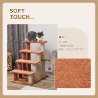 PawHut 4 Levels Cat Steps with Scratching Posts for High Bed, Sofa, Brown(m-6)