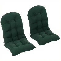 Outsunny Outdoor Adirondack Chair Cushions Set of 2, Tufted High Back Patio Chair Cushions, Dark Green(m-11)