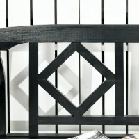 Outsunny Wooden Outdoor Bench, 3 Person Patio Garden Bench with Diamond Pattern Backrest, Slatted Seat, 792 LBS Capacity, Black(m-7)