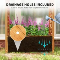 Outsunny Wooden Raised Garden Bed with Arch Trellis, 33" x 14" x 57" Raised Planter Box with Drainage Holes, Trellis Planter for Vine Climbing Plants(m-6)