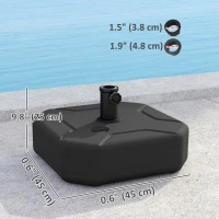 Outsunny Square Patio Umbrella Base Holder, Outdoor Umbrella Stand, 17.7" L x 17.7" W x 9.8" H Black(m-3)