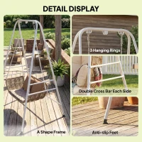 Outsunny Hammock Chair Stand  Indoor and Outdoor Use with Anti-Slip Foot Pads, 2 Carabiners, White(m-7)