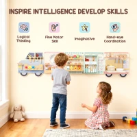 Qaba Wall Busy Board, 5 Activities Sensory Wall Toy for Playroom Nursery Classroom, for Kids 3+ Years(m-6)