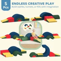 Qaba Toddlers Climbing Toys, 5-Piece Foam Climbing Blocks, Soft Play Set, Indoor for Stacking, Crawling, Sliding(m-4)