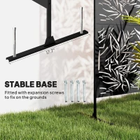 Outsunny Metal Outdoor Privacy Screen, Freestanding Outdoor Divider with Stand, Decorative Privacy Panel, 78" x 48", Black(m-5)