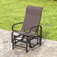 Outsunny Gliding Lounger Chair Set of 2, Single Rockers with Lightweight Metal & Mesh Construction, Brown(m-3)